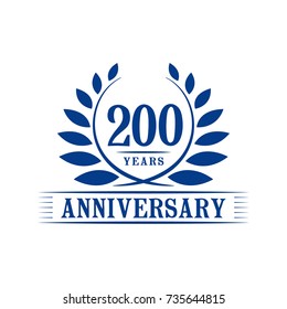 200 Years Anniversary Logo Template. 