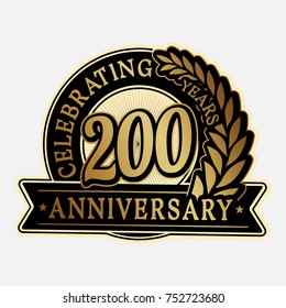 200 years anniversary logo template. Vector and illustration.