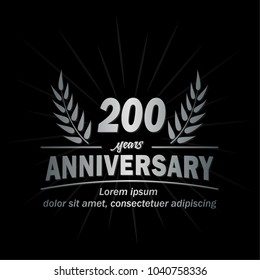 200 years anniversary logo. Vector and illustration.