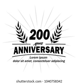 Logotipo del 200 aniversario. Vector e ilustración.