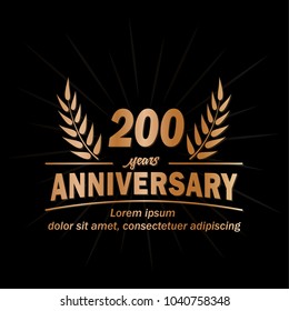 200 years anniversary logo. Vector and illustration.