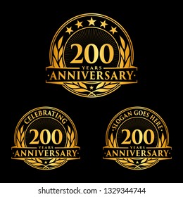 200 years anniversary set. 200th celebration logo collection. Vector and illustration. 