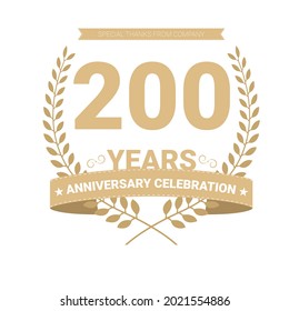 200 years anniversary vector icon, logo. Graphic design element with number and text composition for 200th anniversary