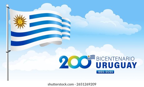 200 anos - Bicentenário Uruguai, comemora o Dia da Independência 2025. Tradução do espanhol - Bicentenário do Uruguai. A independência do Uruguai foi proclamada em 25 de agosto de 1825