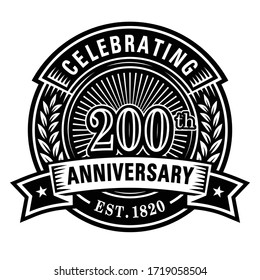 200 years of celebrations design template. 200th logo. Vector and illustrations.