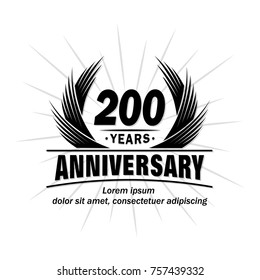 200 years design template. Anniversary vector and illustration template.