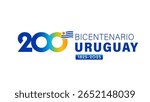 200 years logo - Bicentenario Uruguay, Independence Day 2025. Translation from spanish - Bicentennial of Uruguay. Uruguayan independence, 25 August 1825
