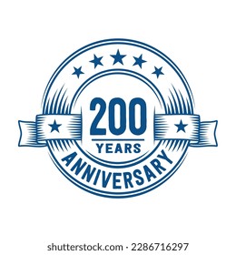 200 years logo design template. 200th anniversary vector and illustration.