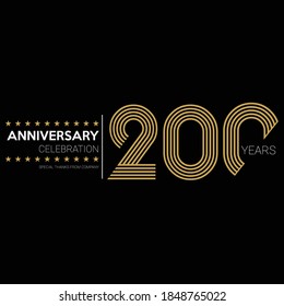 200 years old celebrating logo. happy anniversary 200th. Greetings celebrates.