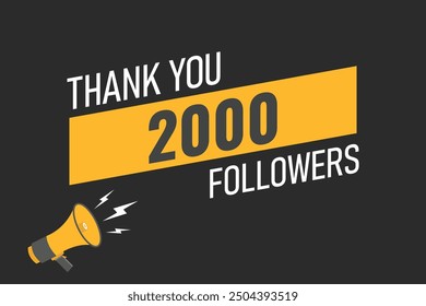 2000 OR 2k followers celebration. Thank you 2000 followers congratulation template banner. banner for social 2k friends and followers. celebrate subscribers and followers.
