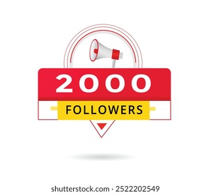 2000 followers banner vector graphic element. colourful Advertising symbol.