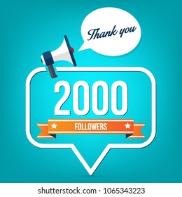 2000 followers in social networks , vector illustration