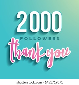 2000 followers Thank you - Illustration for Social Network friends, followers, Web user Thank you celebrate of subscribers or followers and likes.