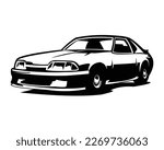 2000 Ford mustang isolated side view white background. best for logos, badges, emblems, icons, available in eps 10.