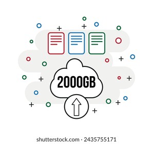 2000 Gb cloud storage. Design upload files and documents, concept save files online