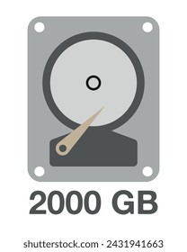 2000 GB vector. Hard disk design, data storage and backup concept