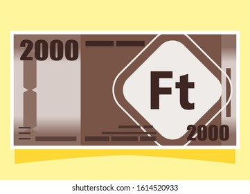 2000 Hungarian Forint Banknotes paper money vector icon logo illustration and design. Hungary business, payment and finance element. Can be used for web, mobile, infographic, and print.