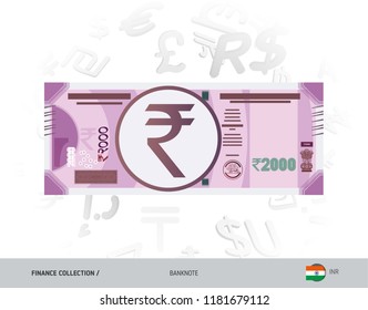 Billete de 2000 rupias indias. Ilustración vectorial de estilo plano aislada en el fondo de la moneda. Concepto financiero.