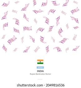 Cae la lluvia india de 2000, India Rupee Vector Illustration, Indian Rupee money rain set bundle