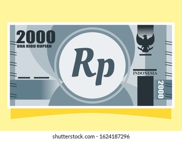 2000 Indonesian Rupiah Banknotes paper money vector icon logo illustration and design. Indonesia business, payment and finance element. Can be used for web, mobile, infographic, and print.