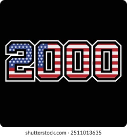 2000 number vector design with american flag motif