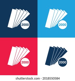 2000 Pieces Catalog blue and red four color minimal icon set