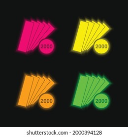 2000 Pieces Catálogo cuatro colores brillante neón vectorial icono