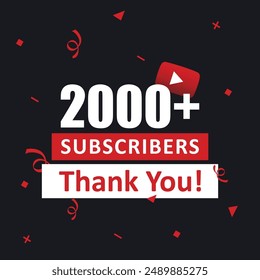 2000 plus subscribers Thank you premium vector illustration