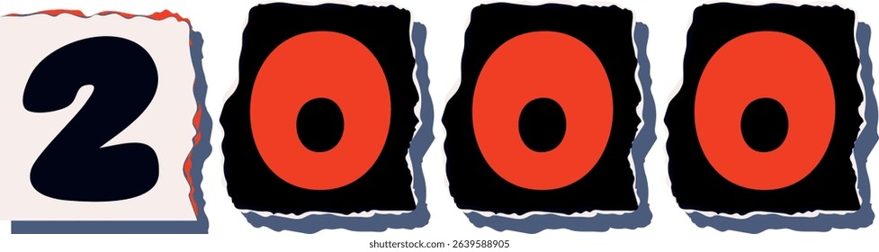 2000 Retro torn paper number Design art