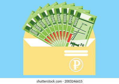 2000  Russian Ruble  Banknotes  Money in envelope vector icon.