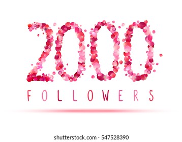 2000 (two thousand) followers. Pink rose petals