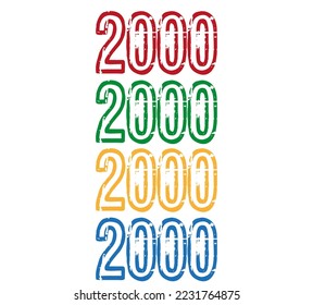 2000 year celebration. Banner with the year in different colors on a white background for special dates