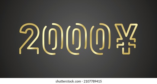 2000 Yen Internet Website Promotion Verkauf bieten Großverkauf und Super-Coupon-Code golden japanese 2000 Yen Rabatt Geschenkgutschein auf schwarzem Hintergrund