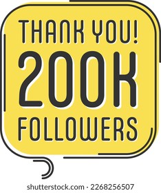 200000 followers vector. Greeting social card thank you followers. Congratulations follower design template