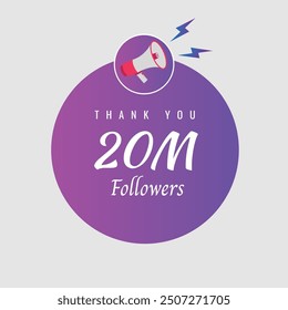 2000000 OR 20m followers celebration. Thank you 2000000 followers congratulation template banner. banner for social 20m friends and followers. celebrate subscribers and followers.
