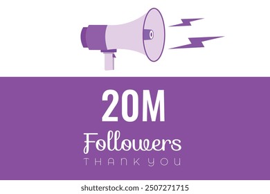 2000000 OR 20m followers celebration. Thank you 2000000 followers congratulation template banner. banner for social 20m friends and followers. celebrate subscribers and followers.

