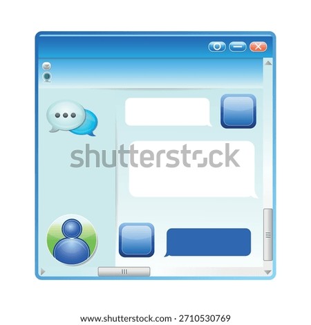 2000s interface with gradients. Retro user interface elements in 2000s style. Chat interface window.