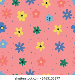 2000s pattern. y2k background. Seamless vector pattern with flowers. Floral pattern in minimalist style. Seamless pattern in 2000 style