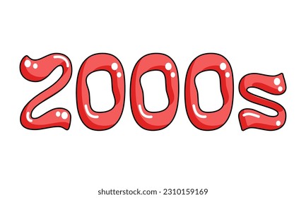 2000s stylized text, decorative art for trendy Y2K aesthetic, retro numbers drawing, vector design element, sticker.