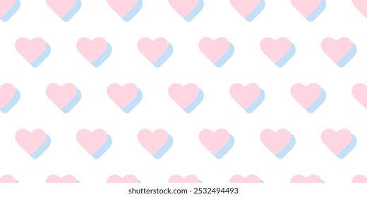 2000s y2k style groovy seamless pattern with hearts. Happy Valentines Day banner. Abstract art design with hearts pattern. Template for celebration, ads, branding, banner, cover, label, poster, sales