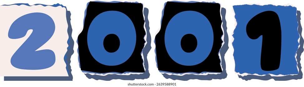 2001 Retro torn paper number Design art