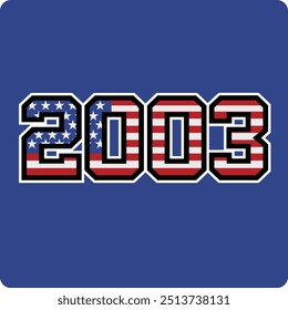 2003 number vector design has american flag motif