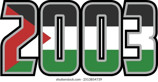 2003 number vector design has a palestinian flag motif