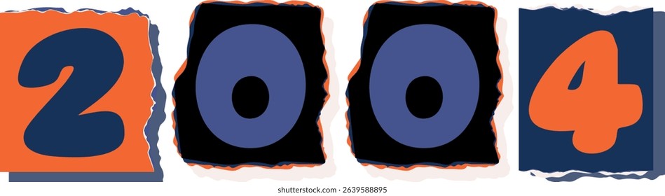 2004 Retro torn paper number Design art