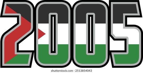 2005 number vector design has a palestinian flag motif