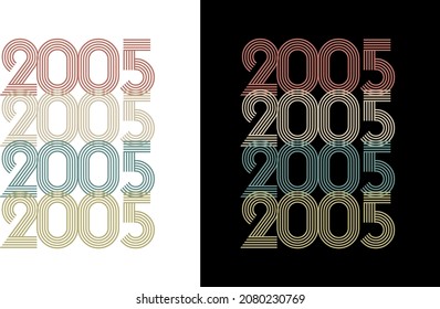 2005 Vector Vintage Geburtstag Jahr Linie Font Retro T-Shirt Design