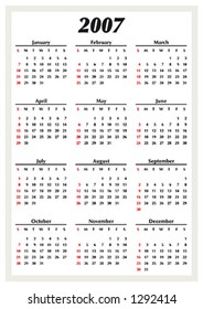 2007 Calendar, in vector format.
