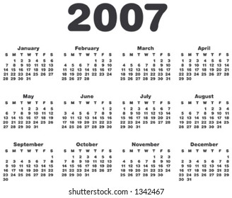 632 Calendar 2007 Images, Stock Photos & Vectors | Shutterstock