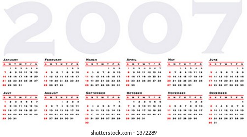 2007 Calendar, in vector format.