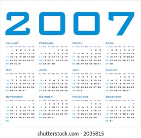 2007 Calendar (Vector Format, can be scaled to any size)